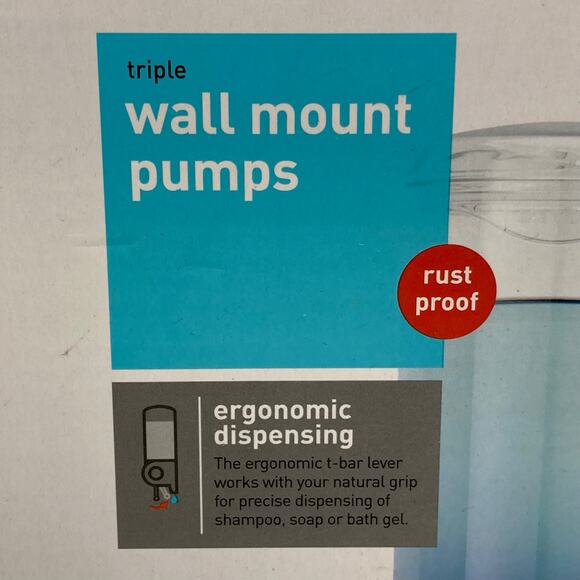Simplehuman BT1029 Triple Wall Mount Shampoo Conditioner Soap Pumps Stainless - Picture 5 of 10